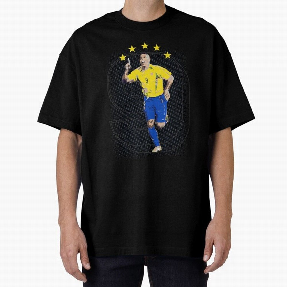 Ronaldo Fenomeno Oversized T-Shirt Represent Football Lovers during FIFA World Cup 2026 USA Canada Mexico Spirit, Celebrating Portugal, Spain and Germany, Mbappe, Vintage Soccer Flavor, Modern Football Stars, National Flags and Final Night Emotion;
