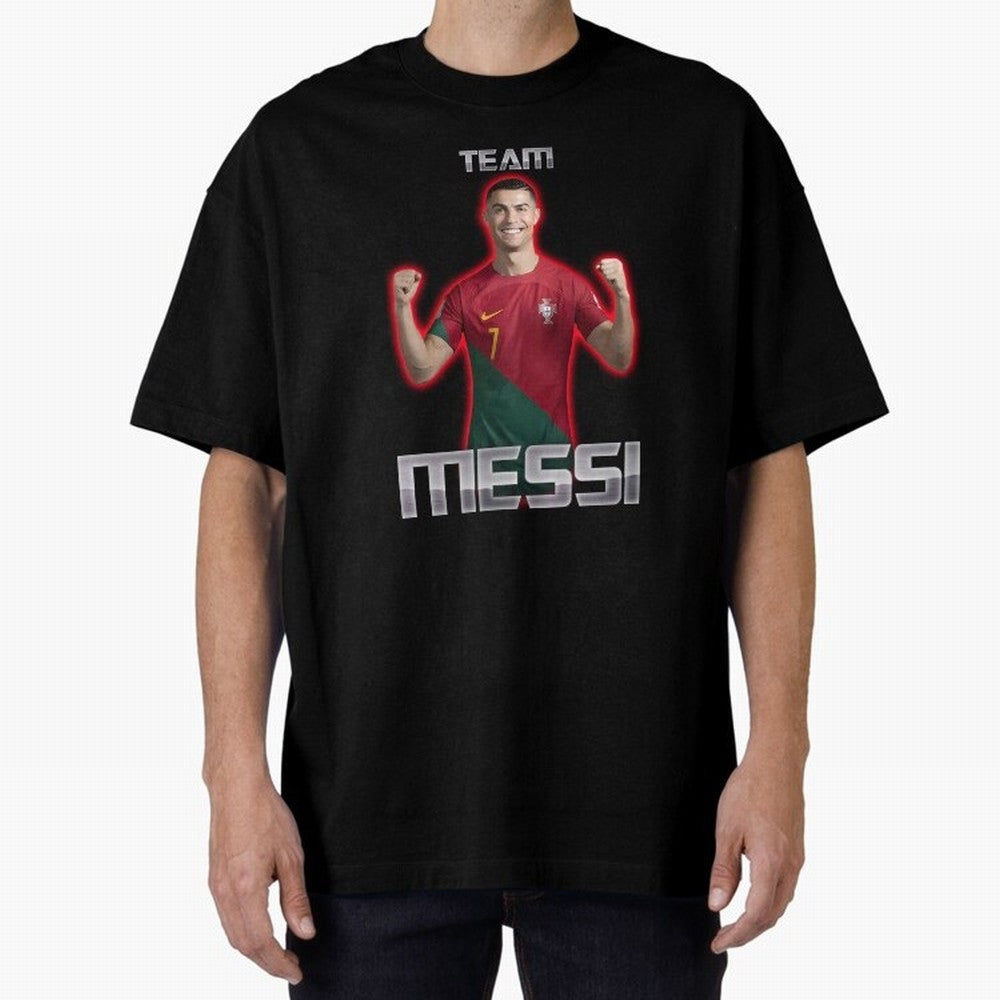 controversial football shirt Oversized T-Shirt Stand Proud for FIFA World Cup 2026 Made for Messi and Cristiano Ronaldo, Brazil Energy, Goal Celebration Energy, Supporter Heritage, Football Icons and Worldwide Tournament Joy; Made for Die Hard