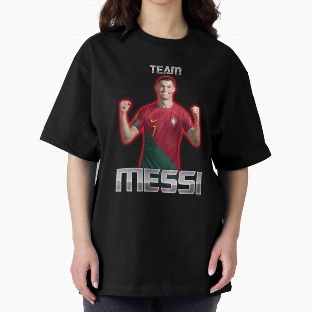 controversial football shirt Oversized T-Shirt Stand Proud for FIFA World Cup 2026 Made for Messi and Cristiano Ronaldo, Brazil Energy, Goal Celebration Energy, Supporter Heritage, Football Icons and Worldwide Tournament Joy; Made for Die Hard