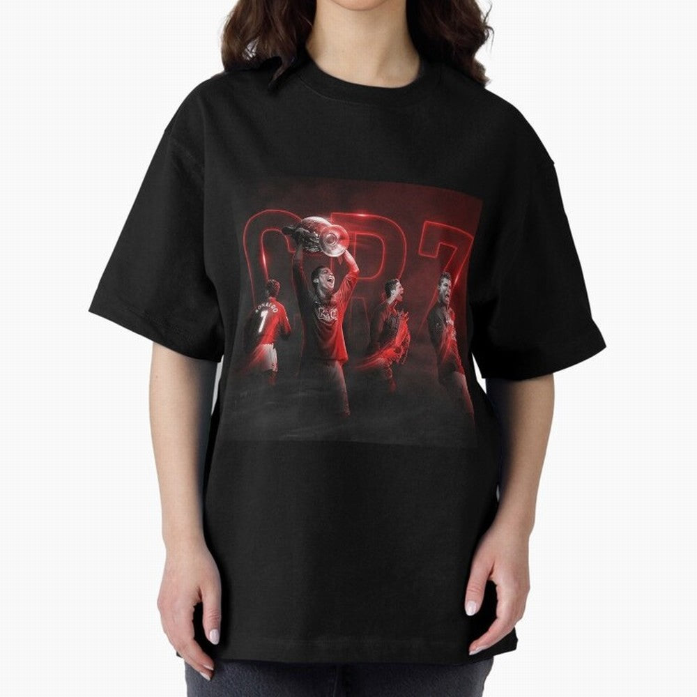 Cristiano Ronaldo in Manchester United Oversized T-Shirt Follow Every Goal of FIFA World Cup 2026 USA Canada Mexico for Fans of CR7 and England, France and Netherlands, Bringing Championship Spirit, Famous Goals, Roaring Crowds and International