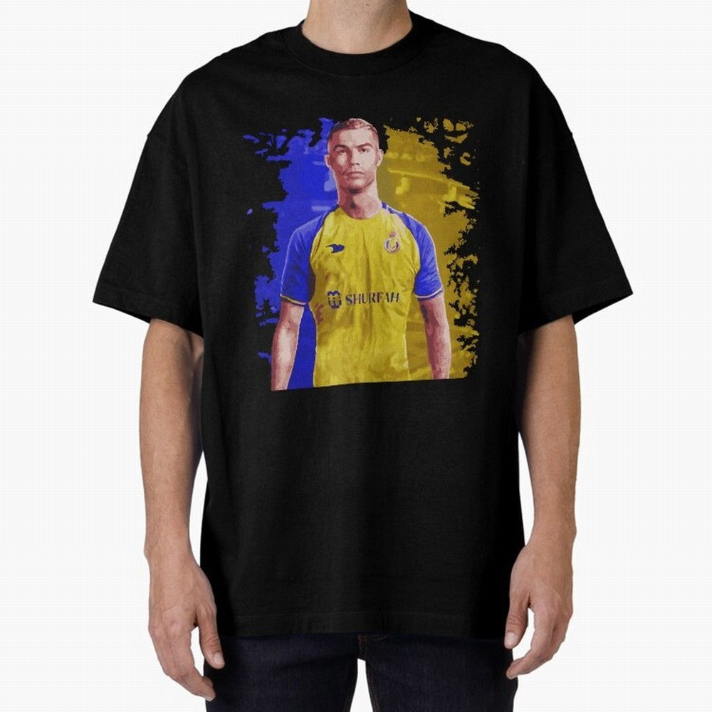 Ronaldo CR7 al nassr Oversized T-Shirt Elevate the FIFA World Cup 2026 Group Stage Journey through Messi and Cristiano Ronaldo Highlights, Spain Pride, Vintage Soccer Flavor, Modern Football Stars, National Flags and Final Night Emotion; Perfect