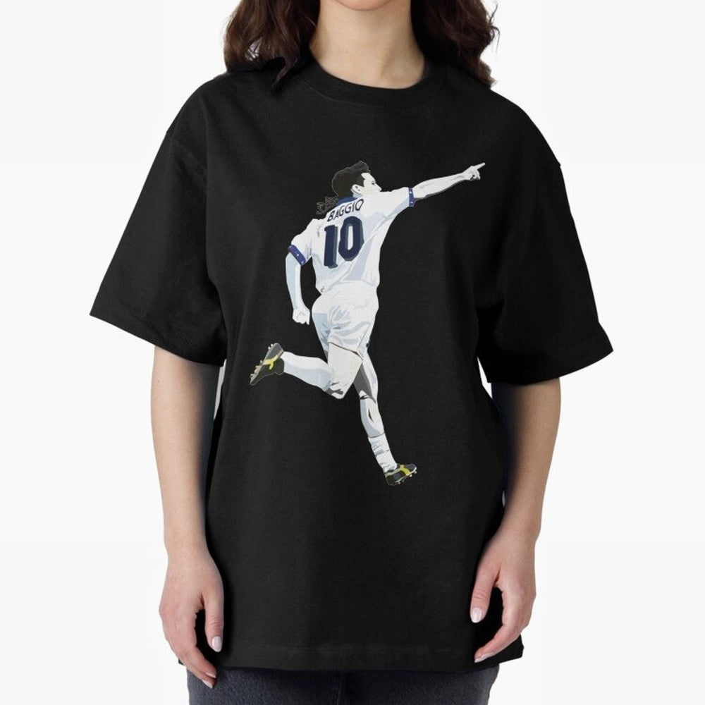 Roberto Baggio - Italy | Mbappe gift Oversized T-Shirt Enjoy Match Day Hype around FIFA World Cup 2026 USA Canada Mexico, Messi, England, Retro Football Energy, Iconic Rivalries, Trophy Chase Drama and Stadium Atmosphere; Ideal for Fans Who Follow