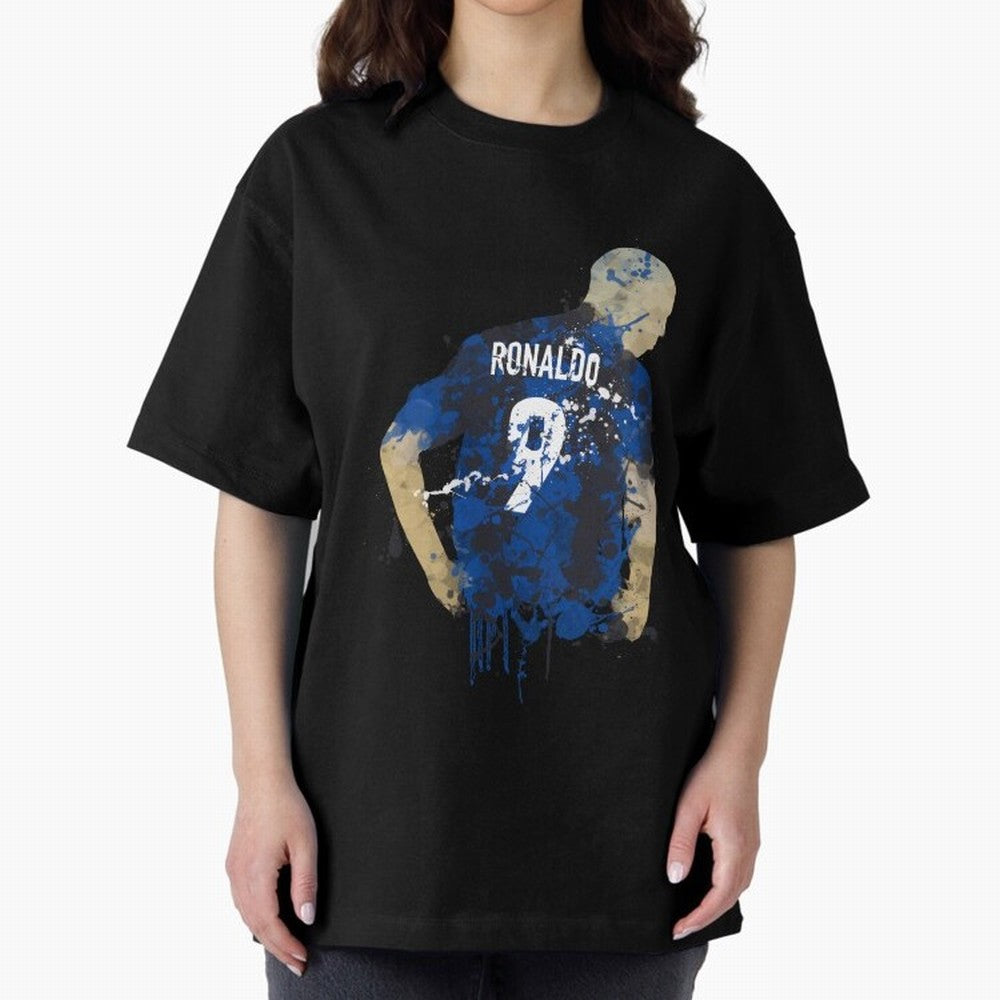 Ronaldo Number 9 Art Oversized T-Shirt Remember FIFA World Cup 2026 USA Canada Mexico for Fans of Messi, CR7 and Mbappe and Argentina and Brazil, Bringing Global Supporter Spirit, Legendary Goals, National Colors and Tournament Celebration; Made