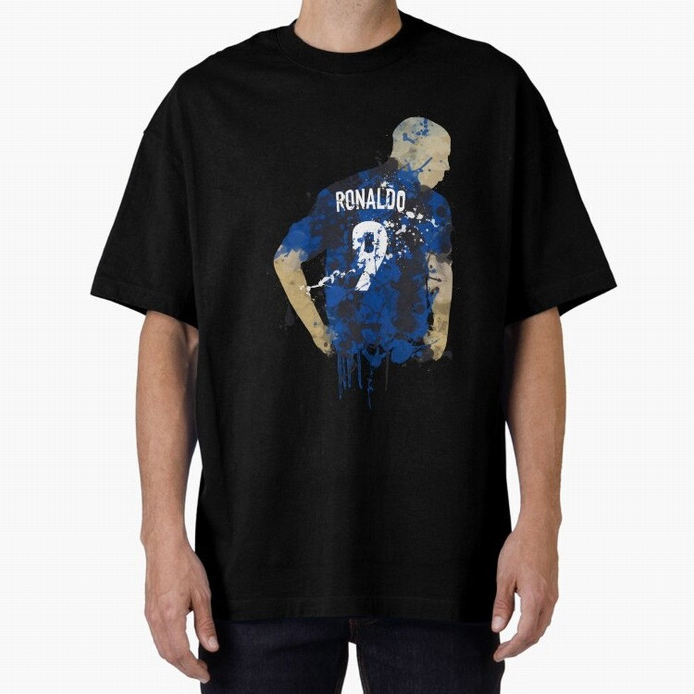 Ronaldo Number 9 Art Oversized T-Shirt Remember FIFA World Cup 2026 USA Canada Mexico for Fans of Messi, CR7 and Mbappe and Argentina and Brazil, Bringing Global Supporter Spirit, Legendary Goals, National Colors and Tournament Celebration; Made