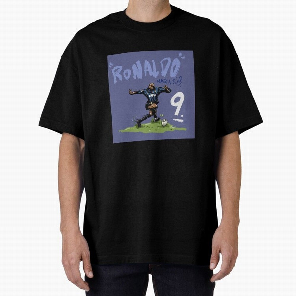 Ronaldo Nazario. Oversized T-Shirt Support Global Football Passion for FIFA World Cup 2026 USA Canada Mexico, Highlighting Haaland, Spain and Netherlands, Retro Football Energy, Iconic Rivalries, Trophy Chase Drama and Stadium Atmosphere; Made for