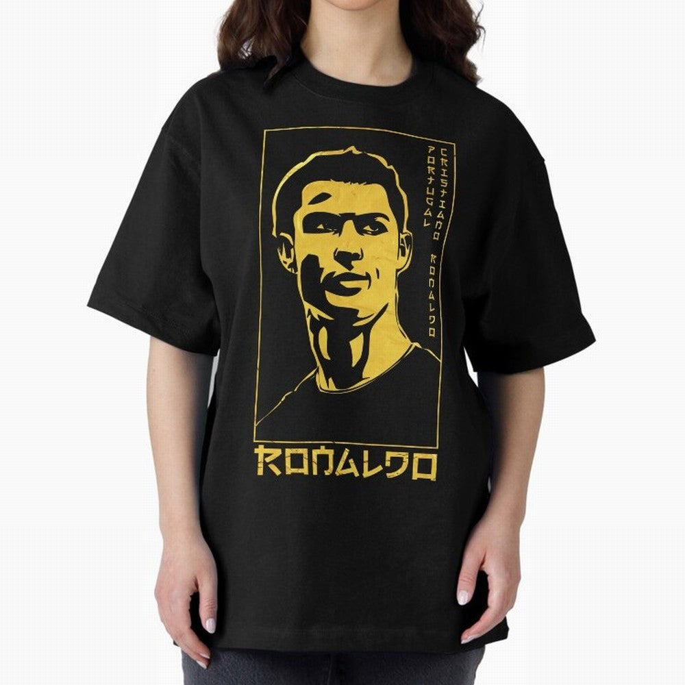 Ronaldo Golden Style Portrait art illustration Oversized T-Shirt Honor the Football Icons of FIFA World Cup 2026 USA Canada Mexico Capturing Neymar, Argentina Energy, Retro Football Energy, Iconic Rivalries, Trophy Chase Drama and Stadium
