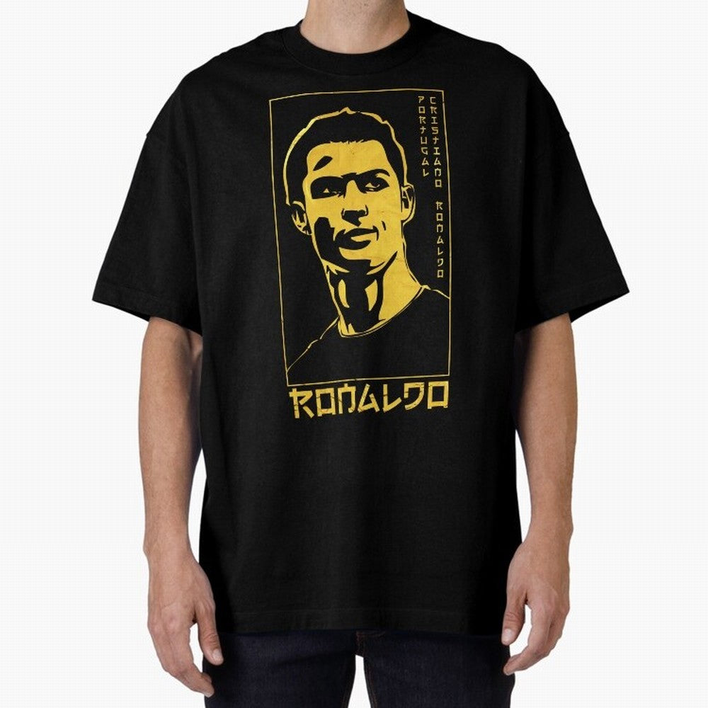 Ronaldo Golden Style Portrait art illustration Oversized T-Shirt Honor the Football Icons of FIFA World Cup 2026 USA Canada Mexico Capturing Neymar, Argentina Energy, Retro Football Energy, Iconic Rivalries, Trophy Chase Drama and Stadium