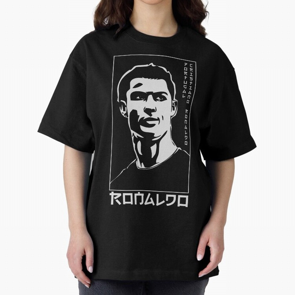 Ronaldo Japanese Style Portrait art illustration Oversized T-Shirt Represent Fans Who Live for Match Day Hype around FIFA World Cup 2026, Messi, Neymar and Mbappe, Spain, Soccer Culture, Superstar Moments, National Team Dreams and Competitive Fire;