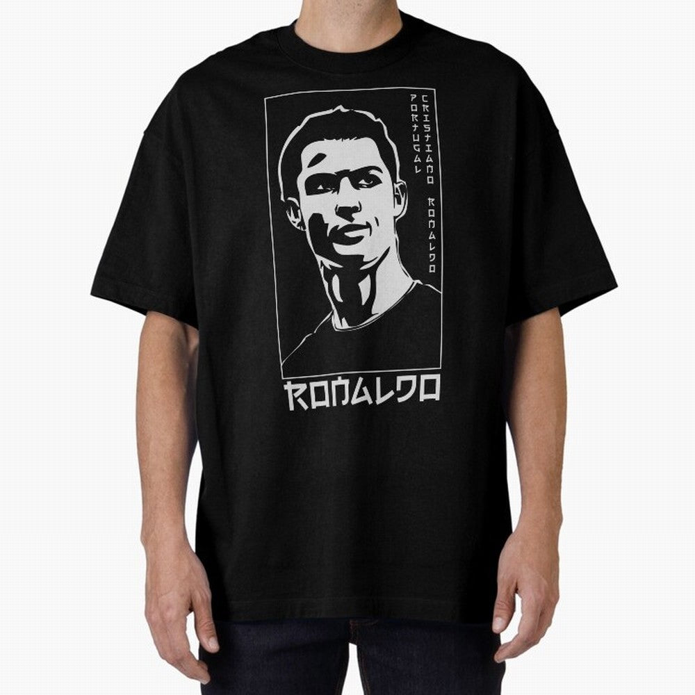 Ronaldo Japanese Style Portrait art illustration Oversized T-Shirt Represent Fans Who Live for Match Day Hype around FIFA World Cup 2026, Messi, Neymar and Mbappe, Spain, Soccer Culture, Superstar Moments, National Team Dreams and Competitive Fire;
