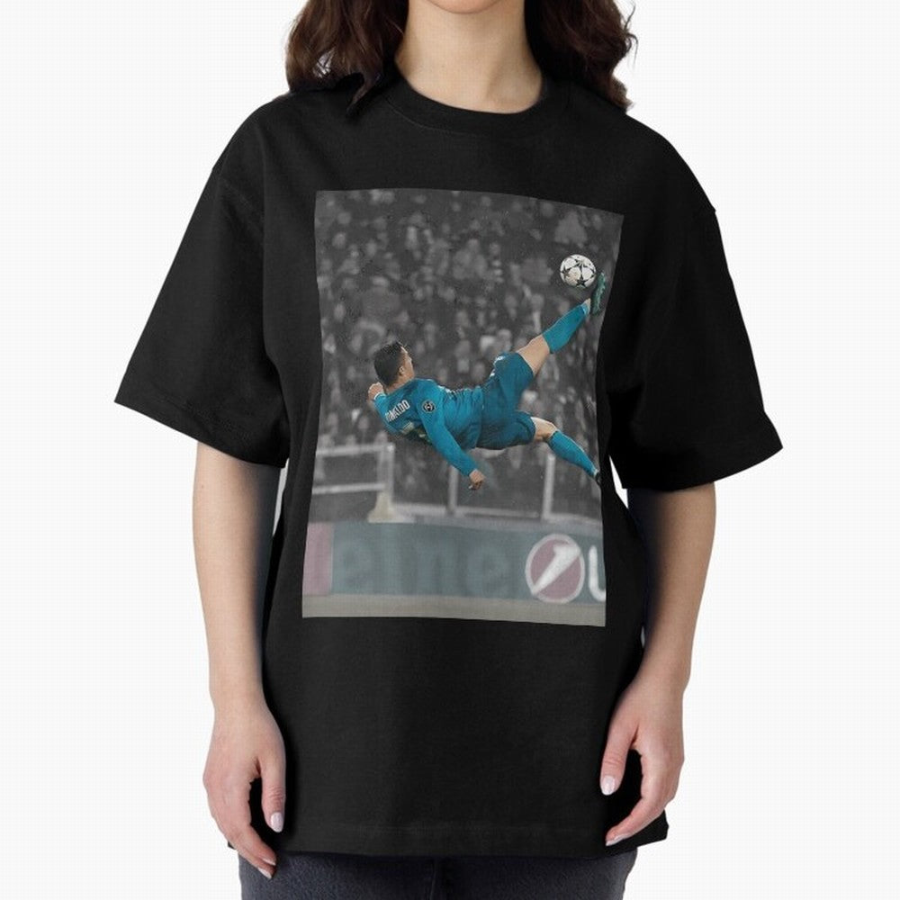 C Ronaldo Poster	 Oversized T-Shirt Live for the Drama of Match Day Hype around FIFA World Cup 2026 Group Stage, Mbappe, England, France and Netherlands, Classic Soccer Heritage, Championship Pressure, Fan Loyalty and International Pride; Perfect