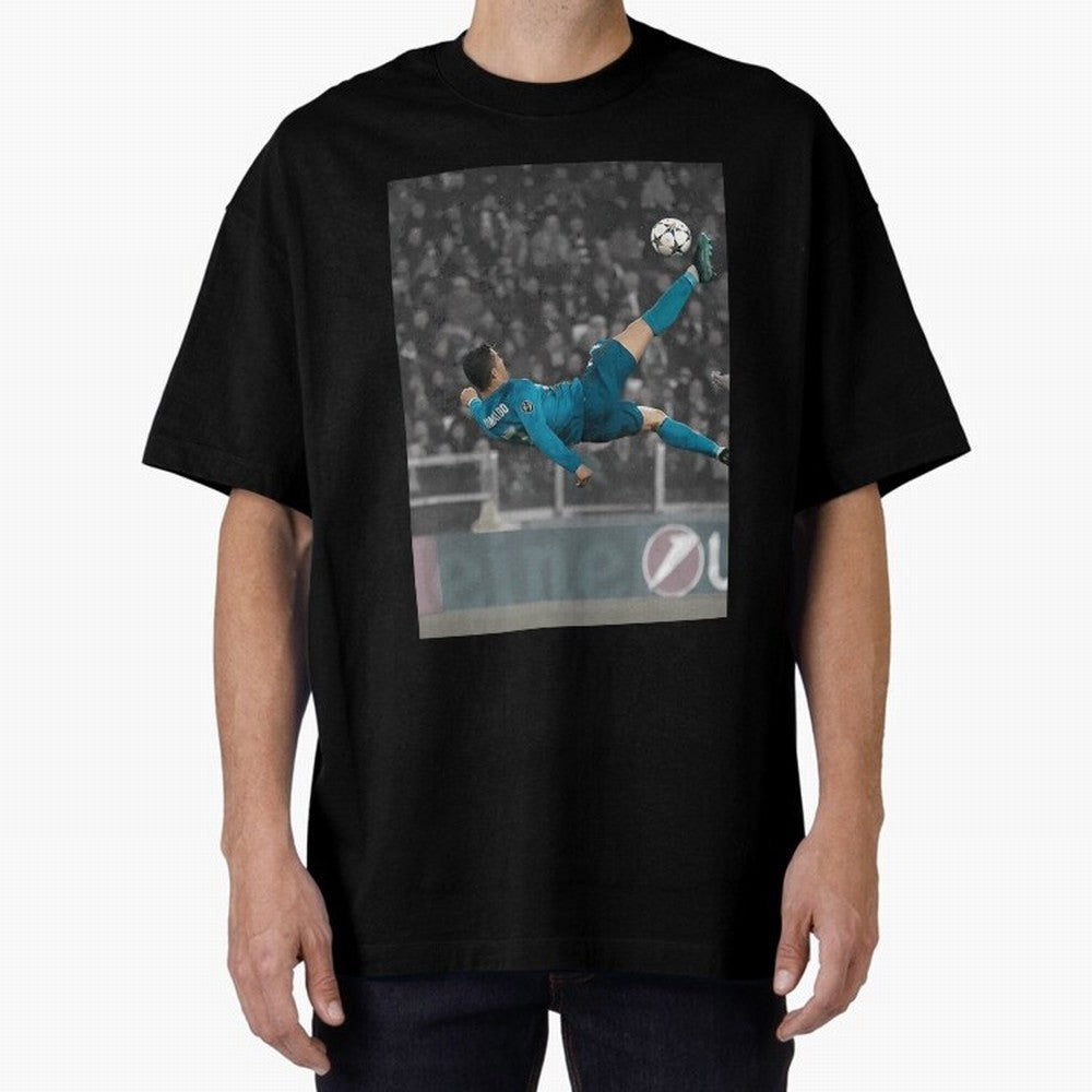 C Ronaldo Poster	 Oversized T-Shirt Live for the Drama of Match Day Hype around FIFA World Cup 2026 Group Stage, Mbappe, England, France and Netherlands, Classic Soccer Heritage, Championship Pressure, Fan Loyalty and International Pride; Perfect