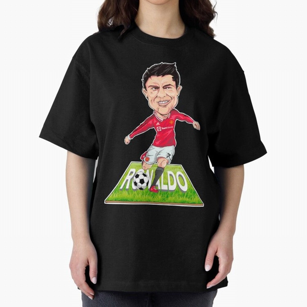 Cristiano Ronaldo Oversized T-Shirt Capture Stadium Memories from FIFA World Cup 2026 Group Stage for Fans of Messi and Netherlands, Bringing Championship Spirit, Famous Goals, Roaring Crowds and International Football Unity; Made for Collectors