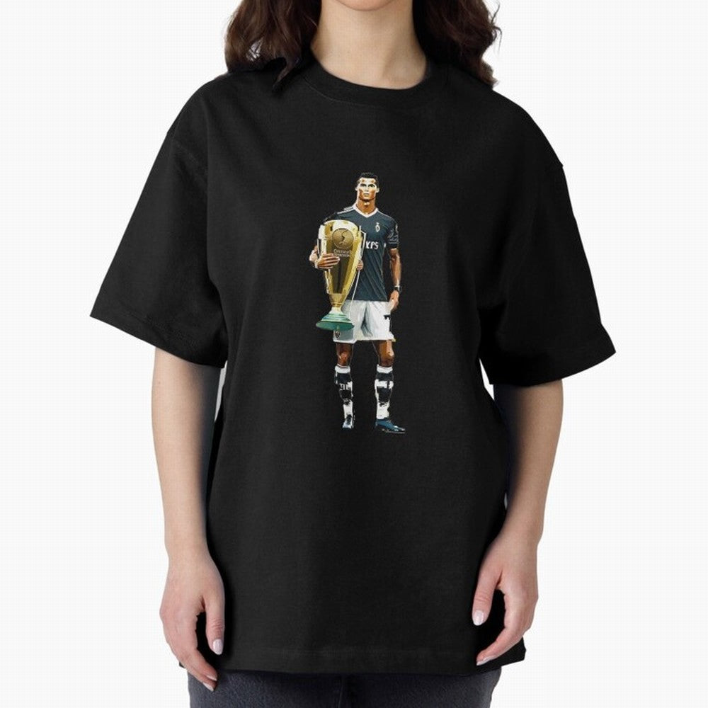 Cristiano Ronaldo CR7 Game Time Pixel Artwork Futbol Soccer Oversized T-Shirt Make Your Look Match Global Football Passion for FIFA World Cup 2026 USA Canada Mexico, Centered on Messi, Neymar and Mbappe, Argentina and Brazil, Retro Football Energy,