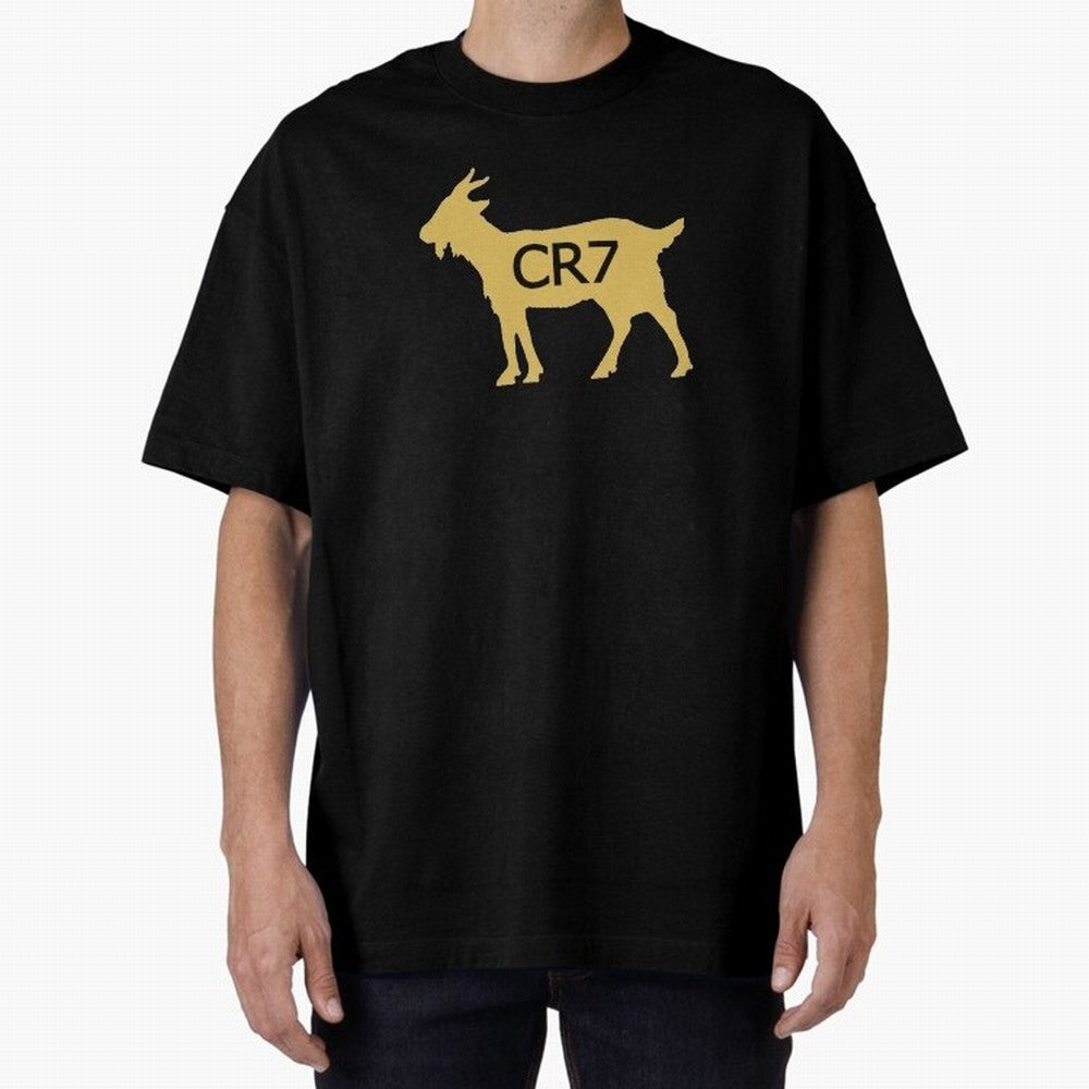 CR7 GOAT Gold Oversized T-Shirt Get Ready for the FIFA World Cup 2026 Journey through CR7 Highlights, England and Germany Pride, Tournament Hype, Historic Matchups, Family Viewing Parties and Global Sports Pride; Perfect for Fans, Collectors,