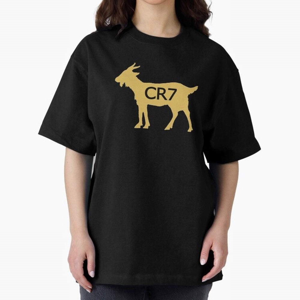 CR7 GOAT Gold Oversized T-Shirt Get Ready for the FIFA World Cup 2026 Journey through CR7 Highlights, England and Germany Pride, Tournament Hype, Historic Matchups, Family Viewing Parties and Global Sports Pride; Perfect for Fans, Collectors,