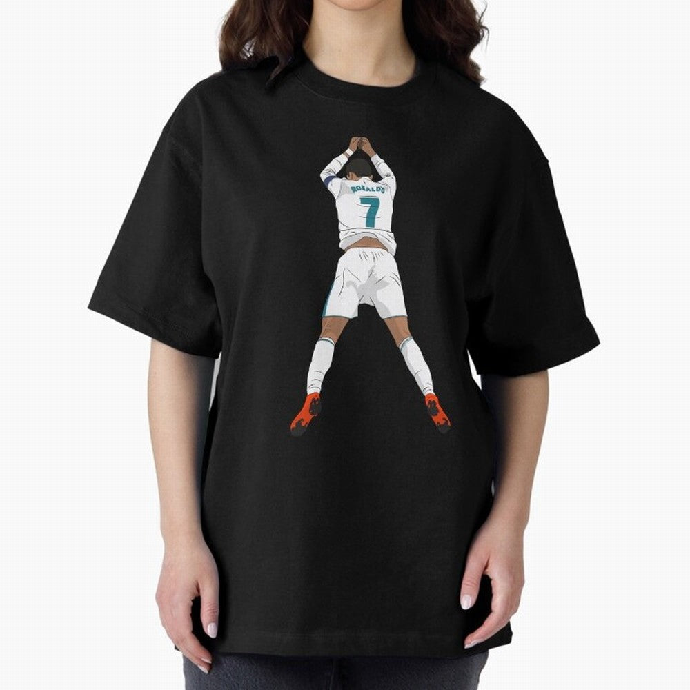 Cristiano Ronaldo Iconic Celebration Oversized T-Shirt Relive the Noise and Pride of FIFA World Cup 2026 Driven by Messi, CR7 and Mbappe, Germany Energy, Classic Soccer Heritage, Championship Pressure, Fan Loyalty and International Pride; Great for