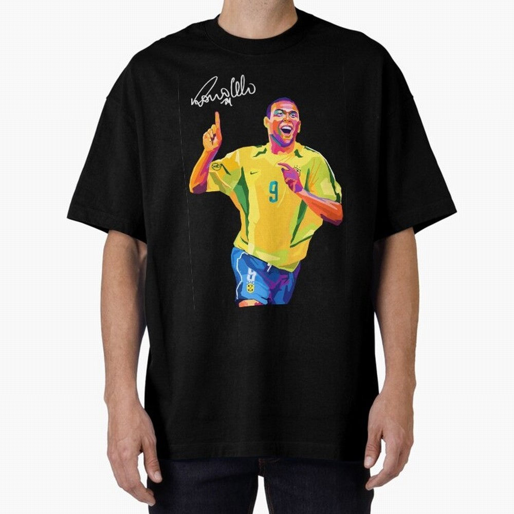 Ronaldo Nazario Pop Art Oversized T-Shirt Show Passion for the Stars of FIFA World Cup 2026 Group Stage Driven by Messi, Portugal, Spain and Germany Energy, Classic Soccer Heritage, Championship Pressure, Fan Loyalty and International Pride; Ideal
