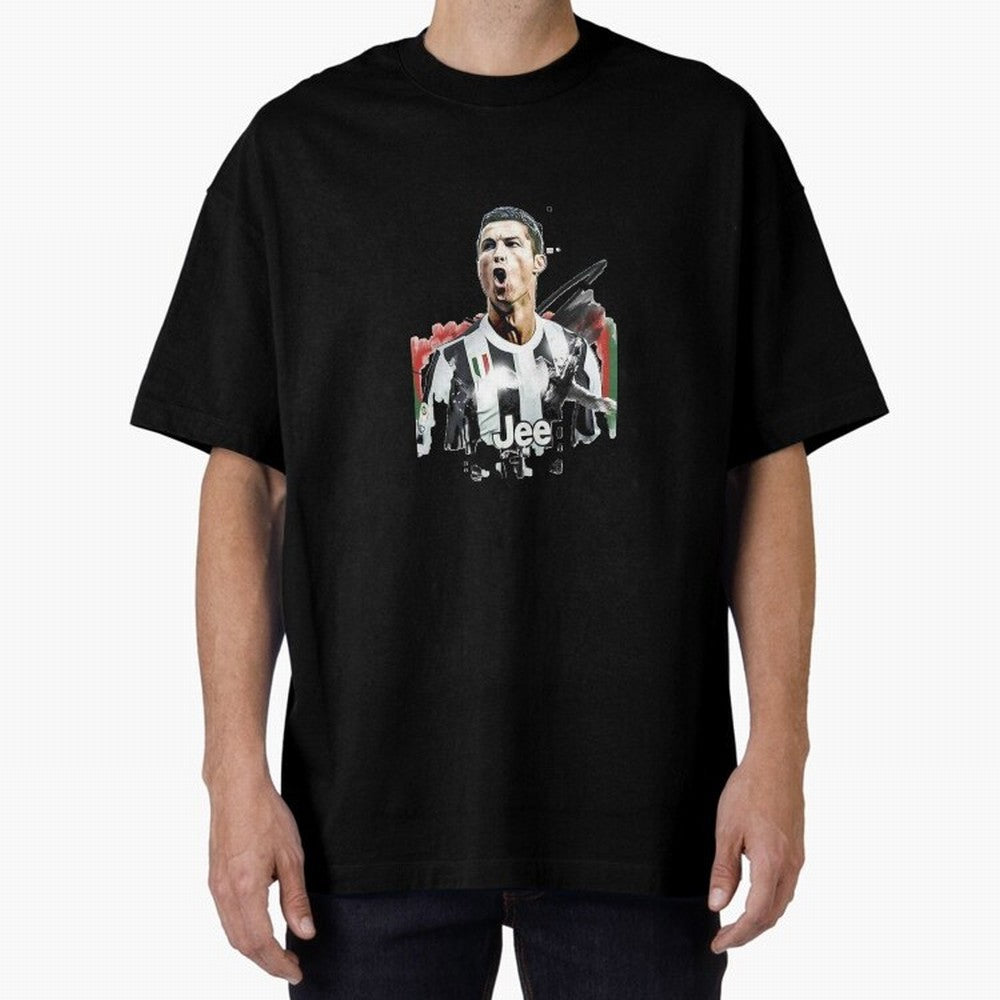 Ronaldo Oversized T-Shirt Honor Football Greatness during Global Football Passion for FIFA World Cup 2026 USA Canada Mexico, Inspired by Cristiano Ronaldo, Haaland and CR7, Portugal, Football Festival Excitement, Trophy Ambitions, Country Rivalries