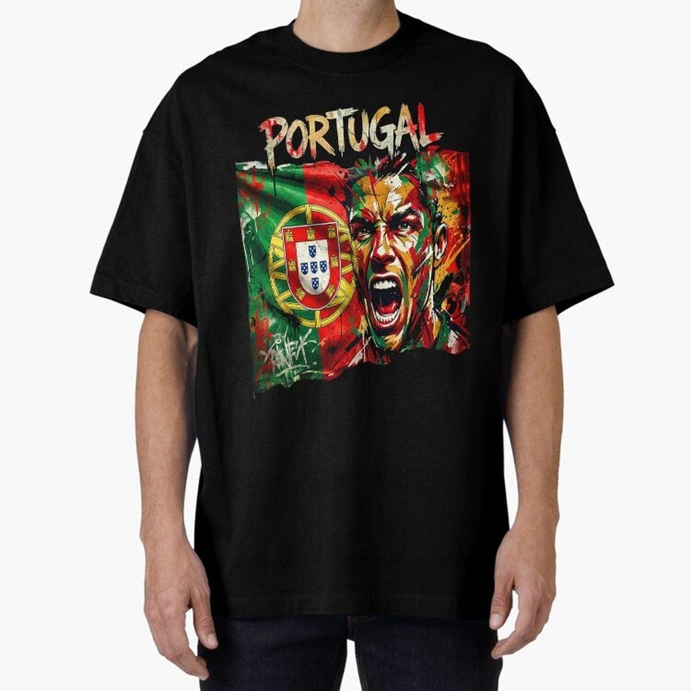 PORTUGAL FOOTBALL TEAM Oversized T-Shirt Refresh Global Football Passion for FIFA World Cup 2026 USA Canada Mexico, Made for Messi, CR7 and Mbappe, Brazil, Champion Mindset, Group Stage Buzz, Knockout Tension and Passionate Fan Culture; Ideal for