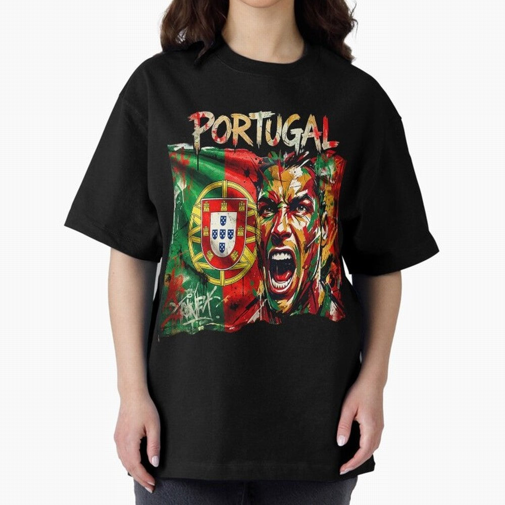 PORTUGAL FOOTBALL TEAM Oversized T-Shirt Refresh Global Football Passion for FIFA World Cup 2026 USA Canada Mexico, Made for Messi, CR7 and Mbappe, Brazil, Champion Mindset, Group Stage Buzz, Knockout Tension and Passionate Fan Culture; Ideal for