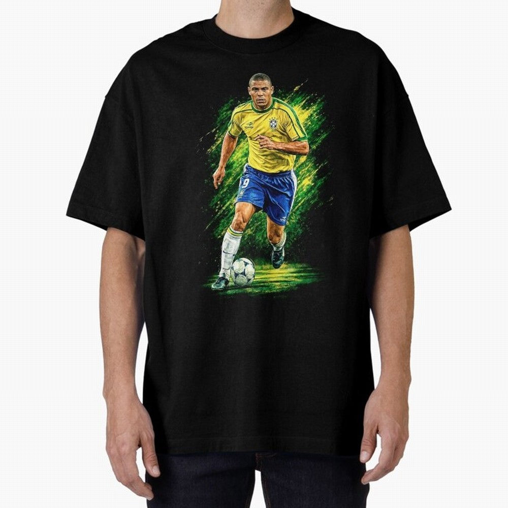 R9 Ronaldo Football Legend Oversized T-Shirt Celebrate National Team Dreams in the FIFA World Cup 2026 Journey through CR7 Highlights, Brazil Pride, Championship Spirit, Famous Goals, Roaring Crowds and International Football Unity; Ideal for