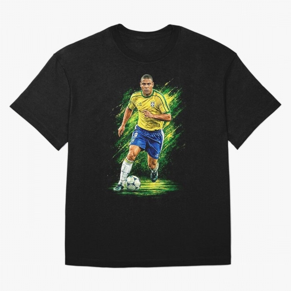 R9 Ronaldo Football Legend Oversized T-Shirt Celebrate National Team Dreams in the FIFA World Cup 2026 Journey through CR7 Highlights, Brazil Pride, Championship Spirit, Famous Goals, Roaring Crowds and International Football Unity; Ideal for
