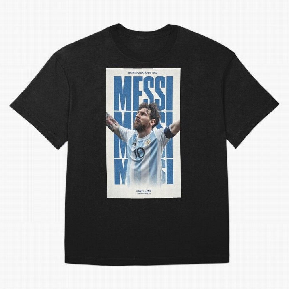 Messi Champion Graphic Oversized T-Shirt Feel Global Football Passion for FIFA World Cup 2026 USA Canada Mexico, Capturing Messi and Cristiano Ronaldo, France, Fan Favorite Moments, National Team Passion, Big Match Drama and Soccer History; Made