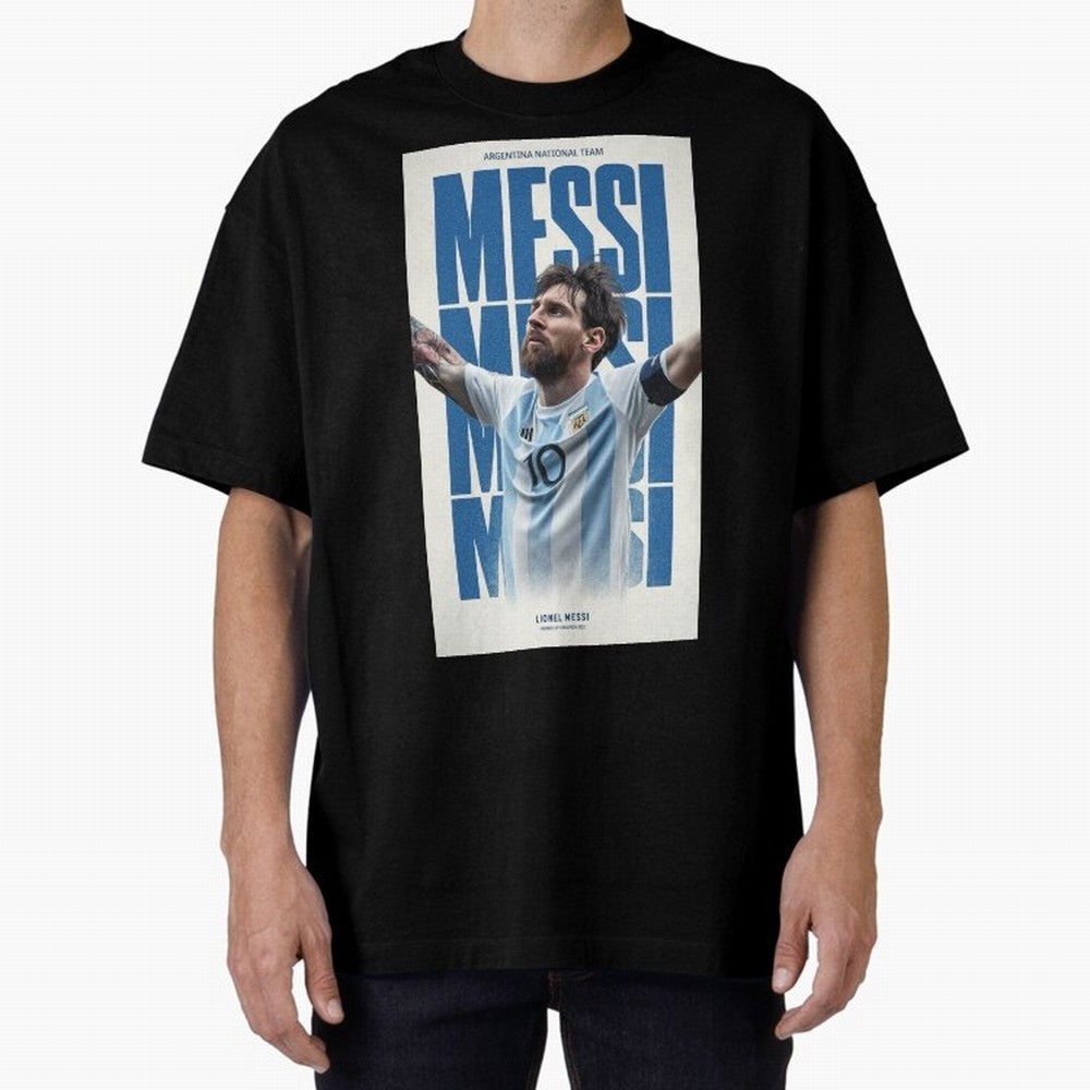 Messi Champion Graphic Oversized T-Shirt Feel Global Football Passion for FIFA World Cup 2026 USA Canada Mexico, Capturing Messi and Cristiano Ronaldo, France, Fan Favorite Moments, National Team Passion, Big Match Drama and Soccer History; Made