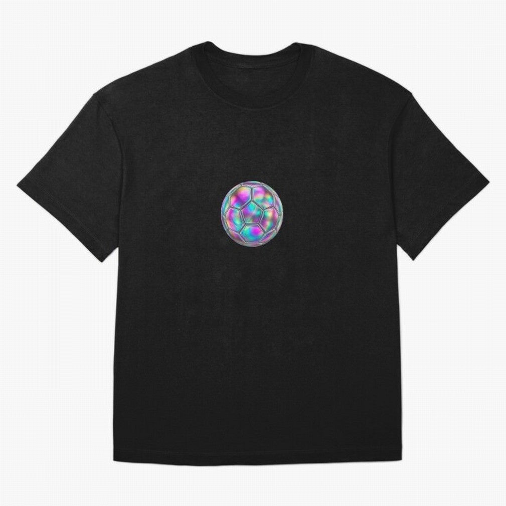 Soccer ball holographic sticker Oversized T-Shirt Relive Legendary Nights from FIFA World Cup 2026 for Fans of Cristiano Ronaldo, Haaland and CR7 and Spain and Netherlands, Bringing Vintage Soccer Flavor, Modern Football Stars, National Flags and