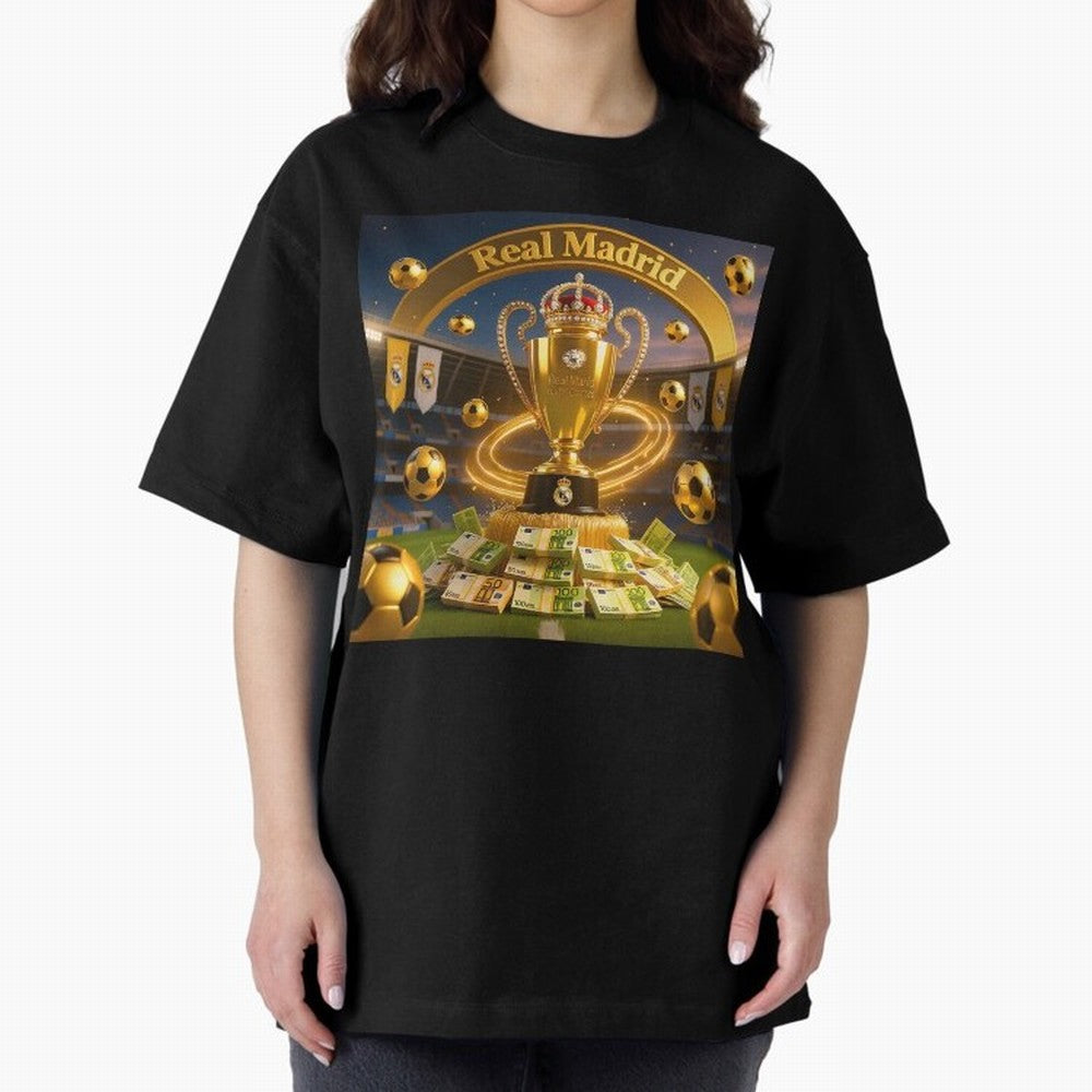 The Wealth of Real Madrid Oversized T-Shirt Celebrate Unforgettable Nights in Global Football Passion for FIFA World Cup 2026 USA Canada Mexico, Driven by Neymar, Haaland and Cristiano Ronaldo, Argentina, France and Brazil, Football Festival