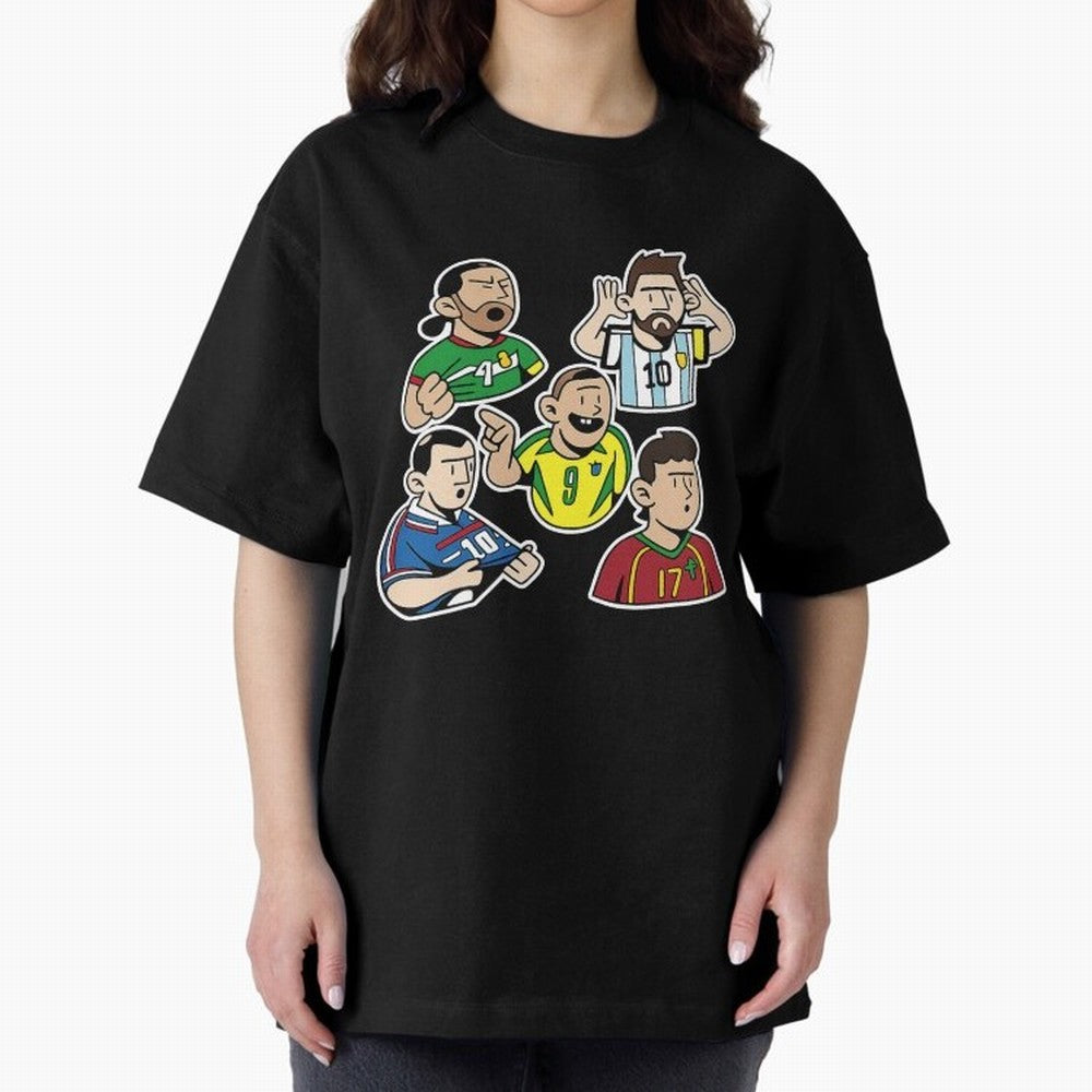 Soccer players Oversized T-Shirt Stand with Match Day Hype around FIFA World Cup 2026, Haaland and Mbappe, Brazil, Portugal and Argentina, Tournament Hype, Historic Matchups, Family Viewing Parties and Global Sports Pride; Ideal for Fans Who Follow