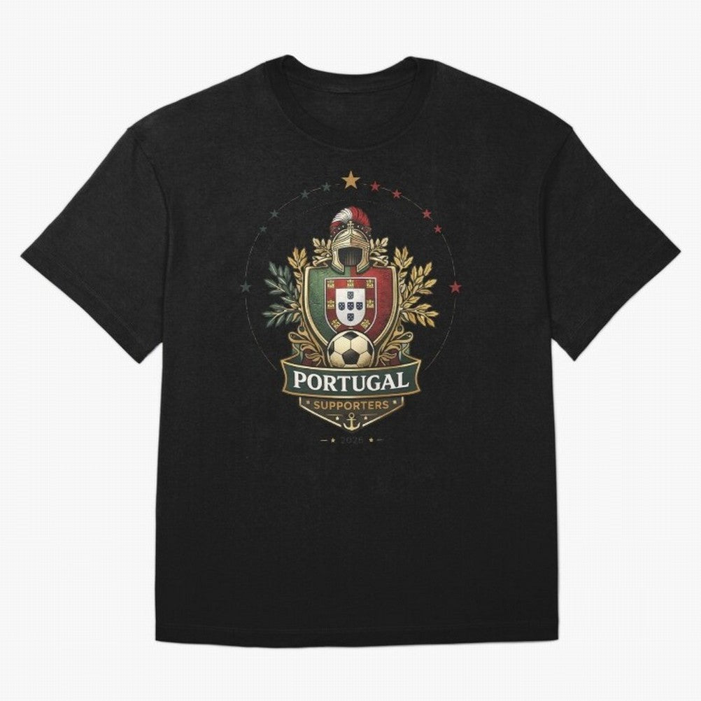 Portugal 2026 Football Crest ¨C Portuguese Soccer Supporters Pride Design Oversized T-Shirt Enjoy Global Football Passion for FIFA World Cup 2026 USA Canada Mexico, Capturing Messi and Cristiano Ronaldo, Argentina, Soccer Culture, Superstar