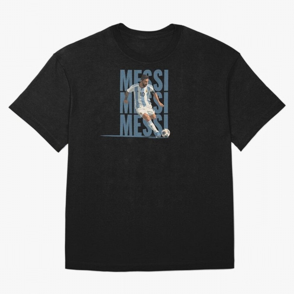 Messi in action Minimalist Graphic Oversized T-Shirt Celebrate Football Heritage in Global Football Passion for FIFA World Cup 2026 USA Canada Mexico, Celebrating Messi and Cristiano Ronaldo, Argentina, Classic Soccer Heritage, Championship