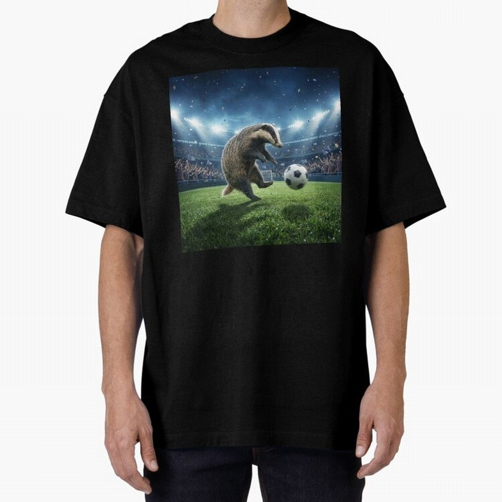 Dynamic Badger Plays Soccer Like Ronaldo Oversized T-Shirt Get Ready for Match Day Hype around FIFA World Cup 2026 USA Canada Mexico, Neymar, Haaland and Cristiano Ronaldo, Argentina, France and Brazil, Game Day Rituals, Football Legends, Country