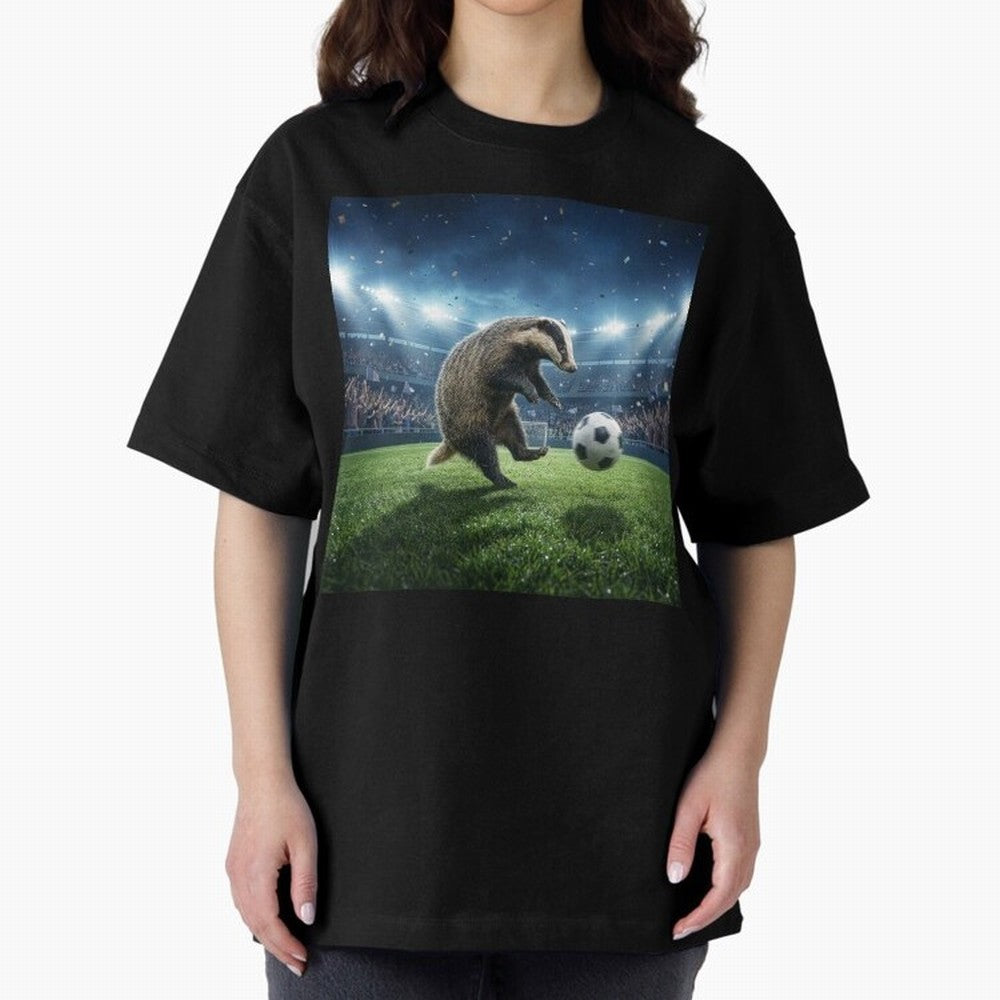 Dynamic Badger Plays Soccer Like Ronaldo Oversized T-Shirt Get Ready for Match Day Hype around FIFA World Cup 2026 USA Canada Mexico, Neymar, Haaland and Cristiano Ronaldo, Argentina, France and Brazil, Game Day Rituals, Football Legends, Country