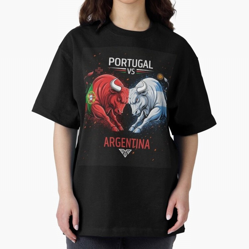 Messi vs Ronaldo Oversized T-Shirt Show Match Day Excitement for FIFA World Cup 2026 Connected to Neymar, Argentina Energy, Global Supporter Spirit, Legendary Goals, National Colors and Tournament Celebration; Made for Die Hard Supporters, Soccer
