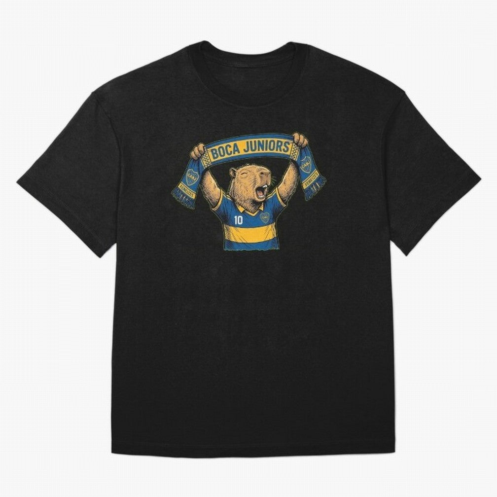 Capybara Boca Juniors Fan ¨C Funny Soccer Sticker Oversized T-Shirt Celebrate Global Passion for FIFA World Cup 2026 Built around CR7 and Messi, Spain Energy, Football Festival Excitement, Trophy Ambitions, Country Rivalries and Star Player Buzz;