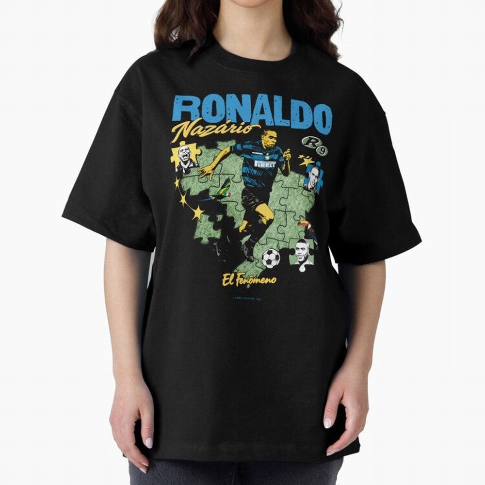 R9 Ronaldo Nazario Retro Brazil Soccer Oversized T-Shirt Celebrate Football Heritage in Match Day Hype around FIFA World Cup 2026 Group Stage, Cristiano Ronaldo, Haaland and CR7, Spain, Game Day Rituals, Football Legends, Country Pride and the Road
