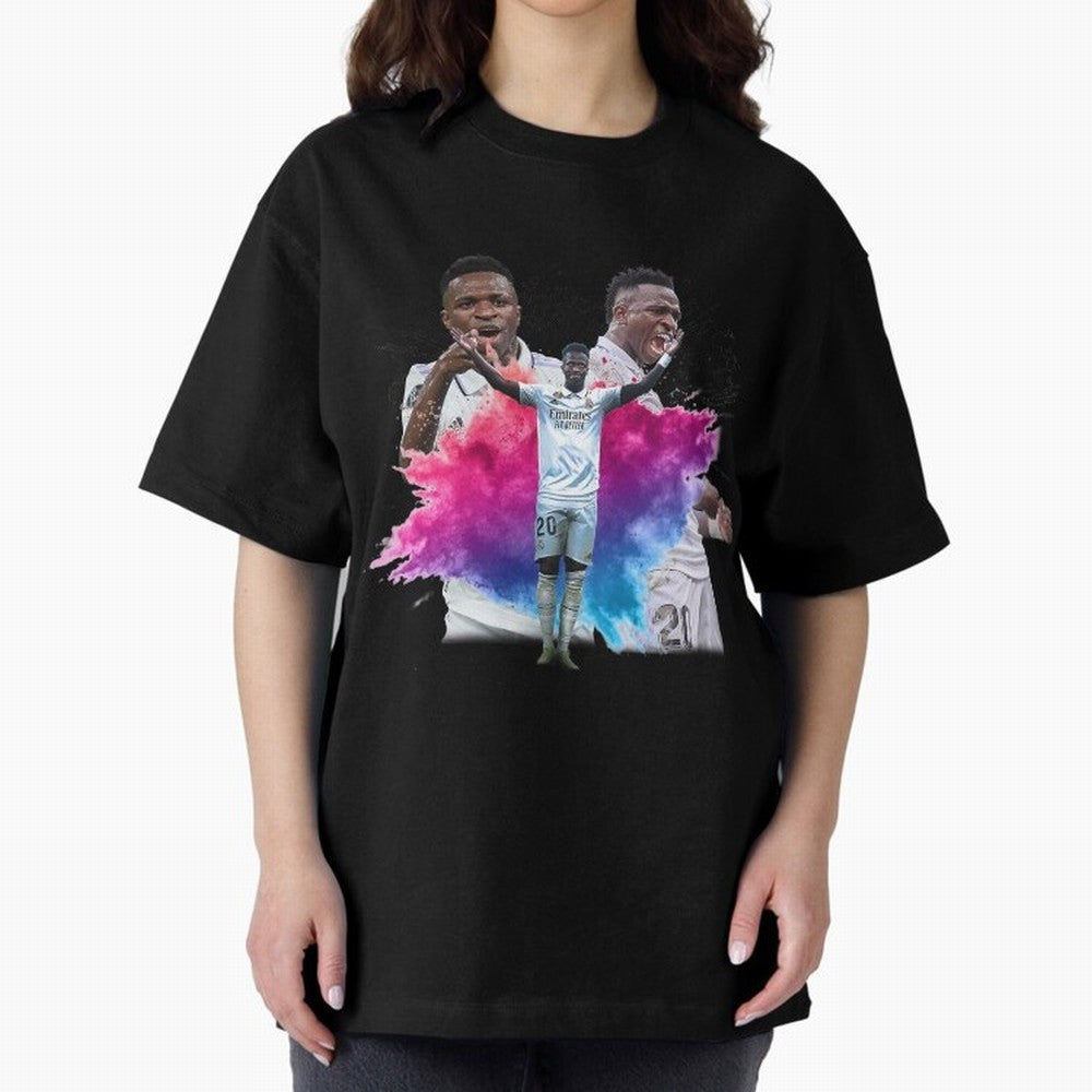 Fanart Vinicius Junior Merch Oversized T-Shirt Bring FIFA World Cup 2026 Highlighting Messi, CR7 and Mbappe, Argentina Energy, Stadium Chants, National Pride, Trophy Dreams and Unforgettable Football Memories; Made for Die Hard Supporters, Soccer