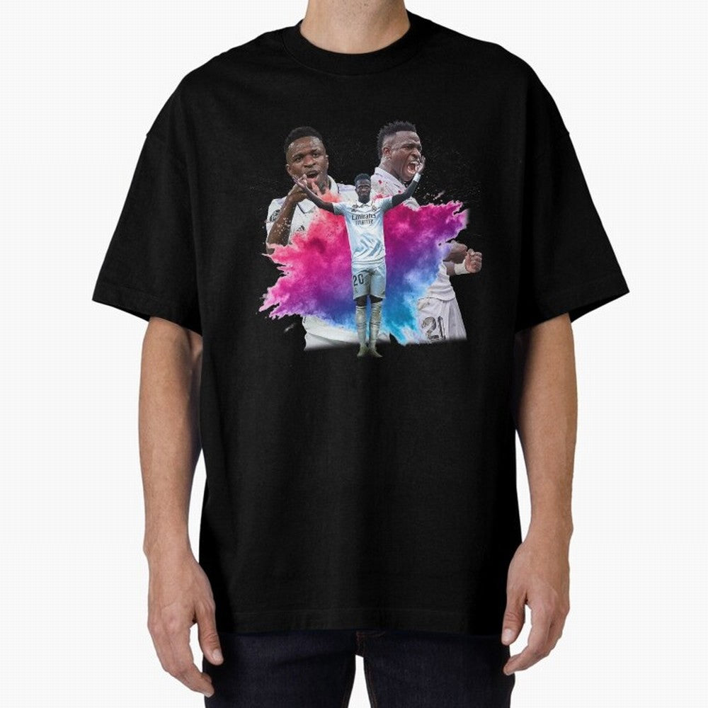 Fanart Vinicius Junior Merch Oversized T-Shirt Bring FIFA World Cup 2026 Highlighting Messi, CR7 and Mbappe, Argentina Energy, Stadium Chants, National Pride, Trophy Dreams and Unforgettable Football Memories; Made for Die Hard Supporters, Soccer