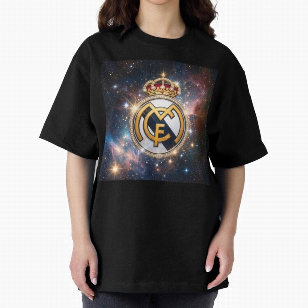 The Real Madrid Galaxy Oversized T-Shirt Join the Countdown to FIFA World Cup 2026 Group Stage for Fans of Messi, Neymar and Mbappe and Brazil, Bringing Football History, Final Match Energy, Crowd Noise and Once in a Lifetime Moments; Perfect for