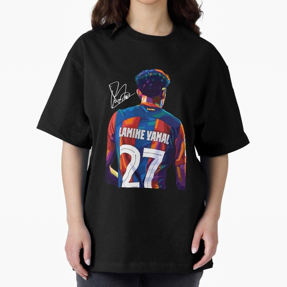 Lamine Yamal Football Player Oversized T-Shirt Elevate Match Day Hype around FIFA World Cup 2026, CR7 and Messi, Germany, Retro Football Energy, Iconic Rivalries, Trophy Chase Drama and Stadium Atmosphere; Perfect for Supporters Who Want Bold