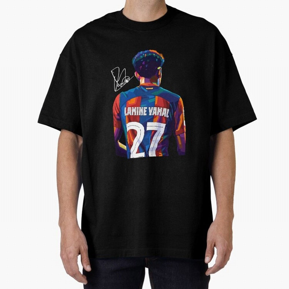 Lamine Yamal Football Player Oversized T-Shirt Elevate Match Day Hype around FIFA World Cup 2026, CR7 and Messi, Germany, Retro Football Energy, Iconic Rivalries, Trophy Chase Drama and Stadium Atmosphere; Perfect for Supporters Who Want Bold
