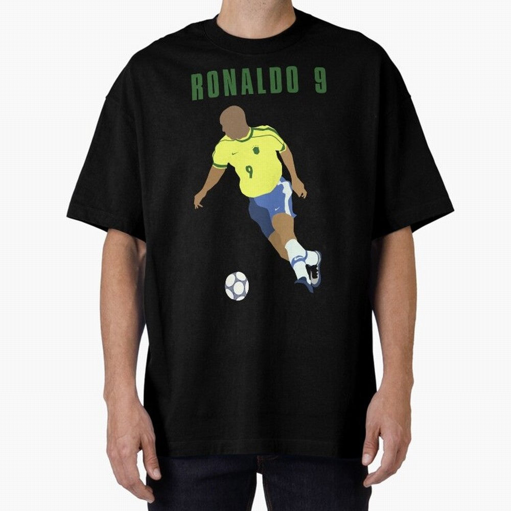 BRAZIL 9 Oversized T-Shirt Show Love for Legendary Goals in Global Football Passion for FIFA World Cup 2026 USA Canada Mexico, Centered on CR7, France, Vintage Soccer Flavor, Modern Football Stars, National Flags and Final Night Emotion; Ideal for