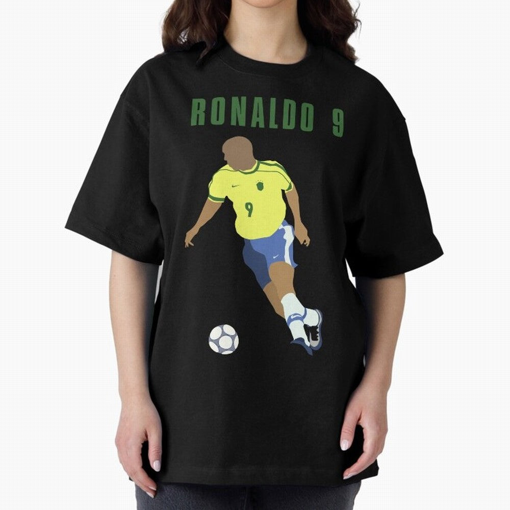 BRAZIL 9 Oversized T-Shirt Show Love for Legendary Goals in Global Football Passion for FIFA World Cup 2026 USA Canada Mexico, Centered on CR7, France, Vintage Soccer Flavor, Modern Football Stars, National Flags and Final Night Emotion; Ideal for