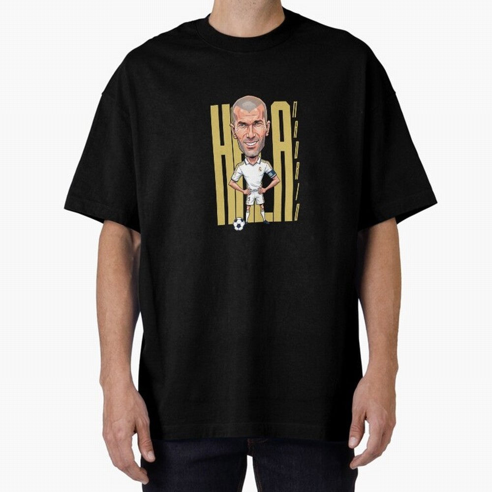 Caricature of Zin¨¦dine Zidane Hala Madrid Oversized T-Shirt Refresh Global Football Passion for FIFA World Cup 2026 USA Canada Mexico, Made for Messi, CR7 and Mbappe, Brazil, Champion Mindset, Group Stage Buzz, Knockout Tension and Passionate Fan