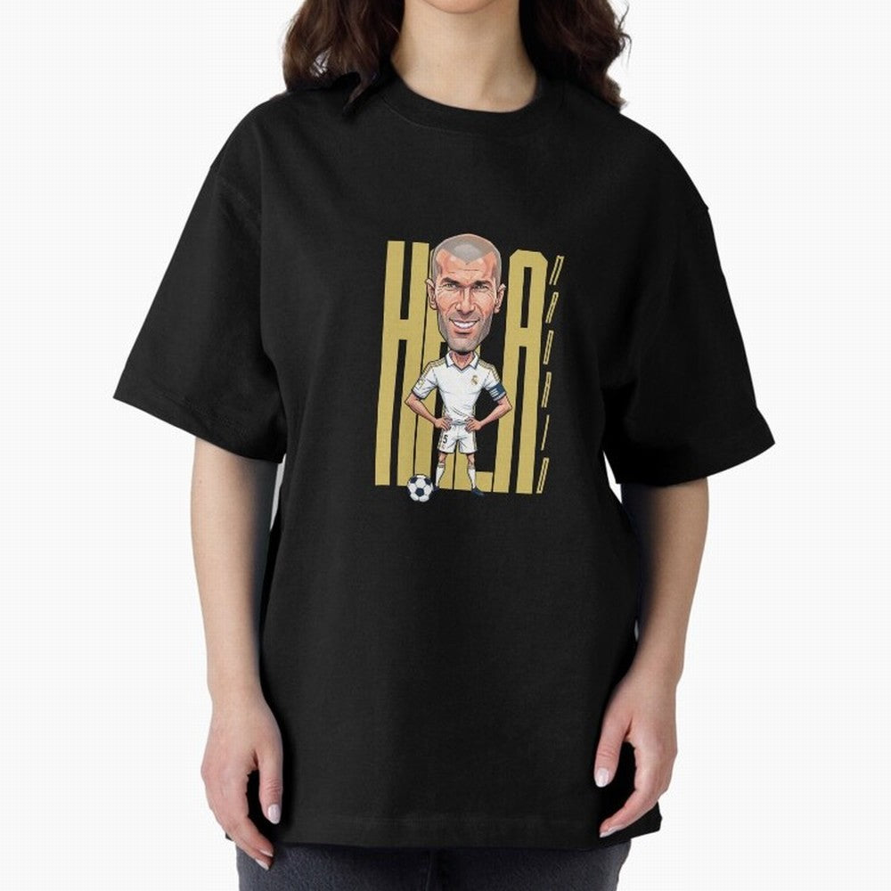 Caricature of Zin¨¦dine Zidane Hala Madrid Oversized T-Shirt Refresh Global Football Passion for FIFA World Cup 2026 USA Canada Mexico, Made for Messi, CR7 and Mbappe, Brazil, Champion Mindset, Group Stage Buzz, Knockout Tension and Passionate Fan