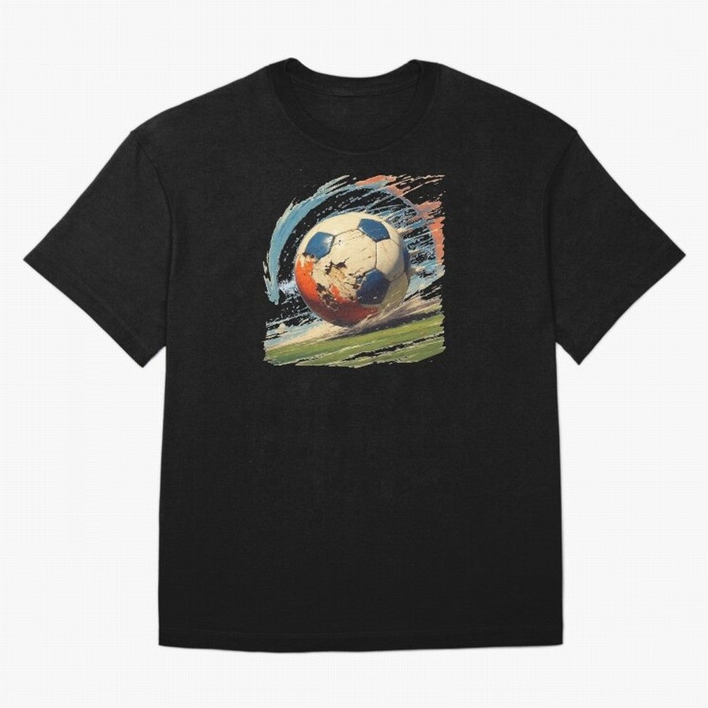 Soccer Ball in Fight Oversized T-Shirt Honor Football Greatness during FIFA World Cup 2026 USA Canada Mexico for Fans of Haaland and France, Bringing Retro Football Energy, Iconic Rivalries, Trophy Chase Drama and Stadium Atmosphere; Ideal for