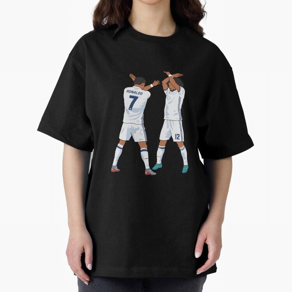 Ronaldo Madrid Celebration Duo Oversized T-Shirt Celebrate Global Passion for Match Day Hype around FIFA World Cup 2026, Mbappe and Neymar, Argentina, Game Day Rituals, Football Legends, Country Pride and the Road to the Final; Great for Watch