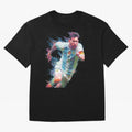 Messi in action Graphic Paint poster design Oversized T-Shirt Embrace FIFA World Cup 2026 for Fans of Neymar, Haaland and Cristiano Ronaldo and Netherlands, Bringing Vintage Soccer Flavor, Modern Football Stars, National Flags and Final Night